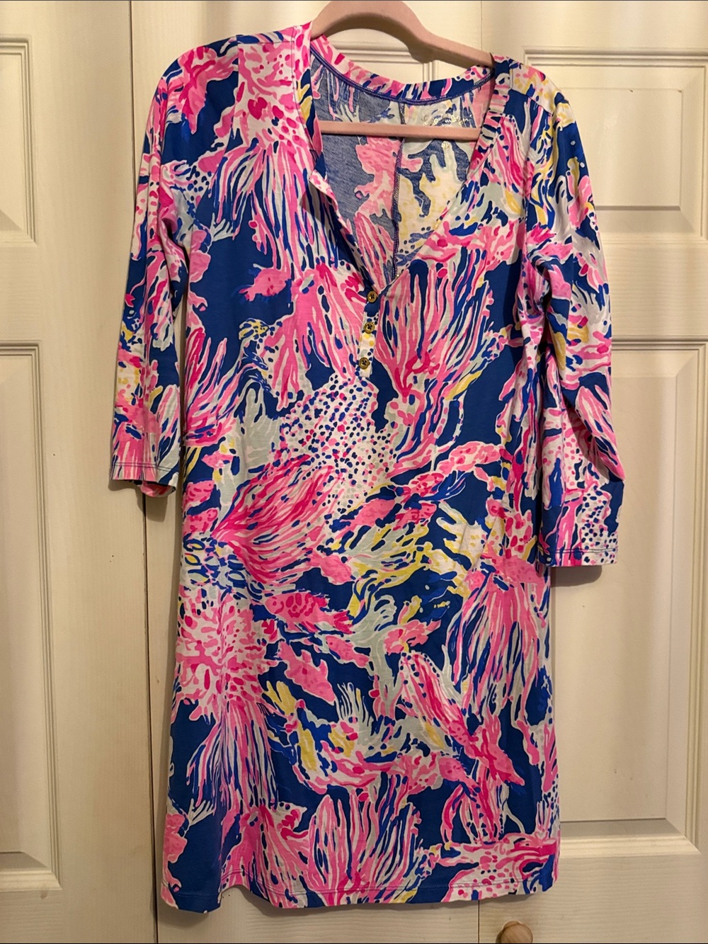 Lilly Pulitzer Blue, Pink & Cream Printed Swim Coverup Dress